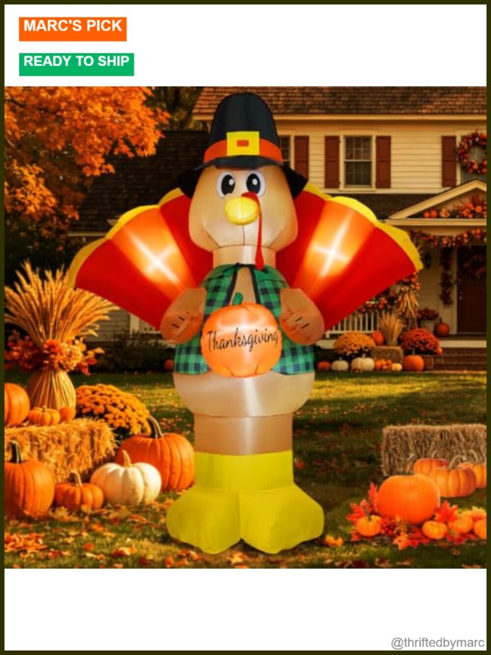 6FT Inflatable Thanksgiving Turkey Outdoor Yard Decoration